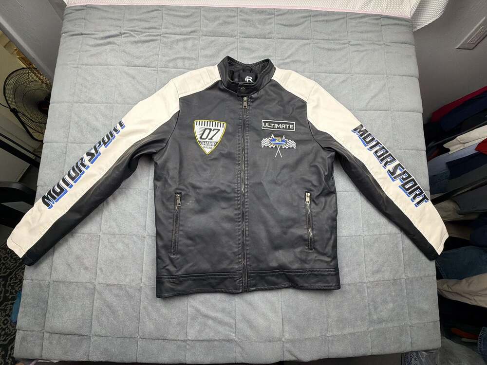 Refinery Republic 07 Champ Racer Faux Leather Motor Sport Jacket Size Small